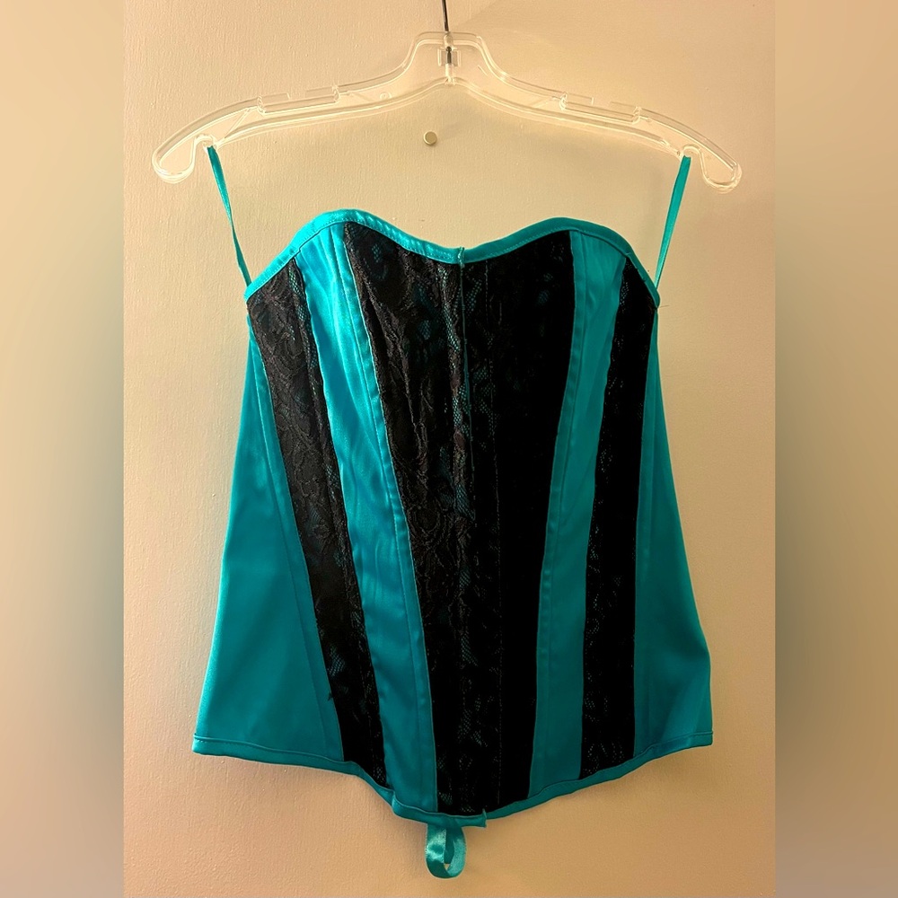 Teal and Black Corset Top